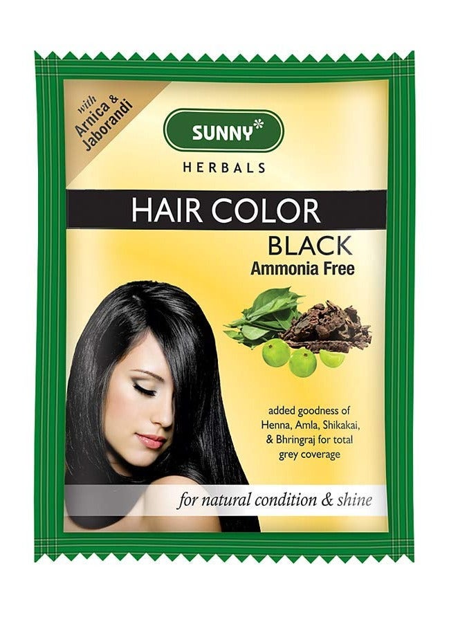 صني لون شعر الأعشاب أسود مع مزيج فريد من أعشاب الحناء والأملا والشيكاكاي والبرينراج | يخترق كل خصلة وألوان من الجذر إلى الطرف | خالي من الأمونيا | لون شعر للجنسين لجميع أنواع الشعر، (عبوة من 6 قطع)