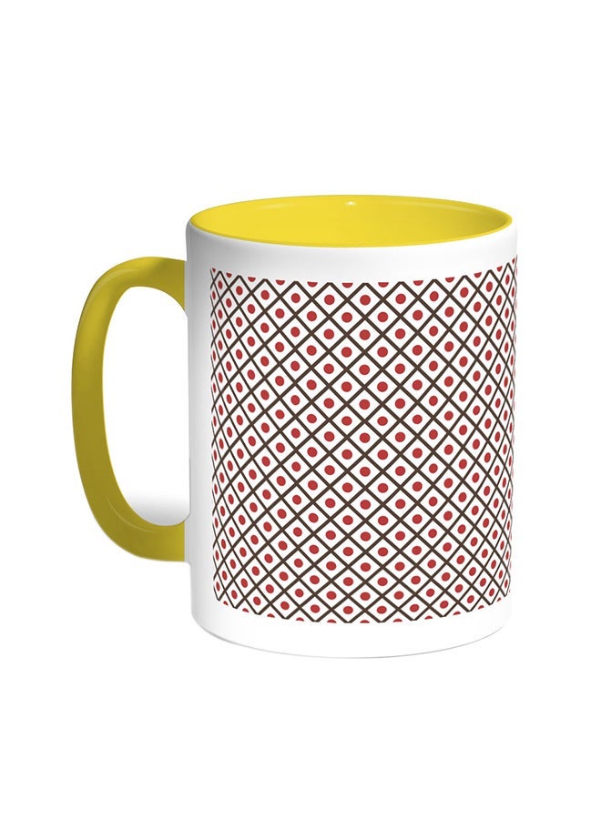 RYN Circles And Squares Printed Coffee Mug Yellow/White 11ounce