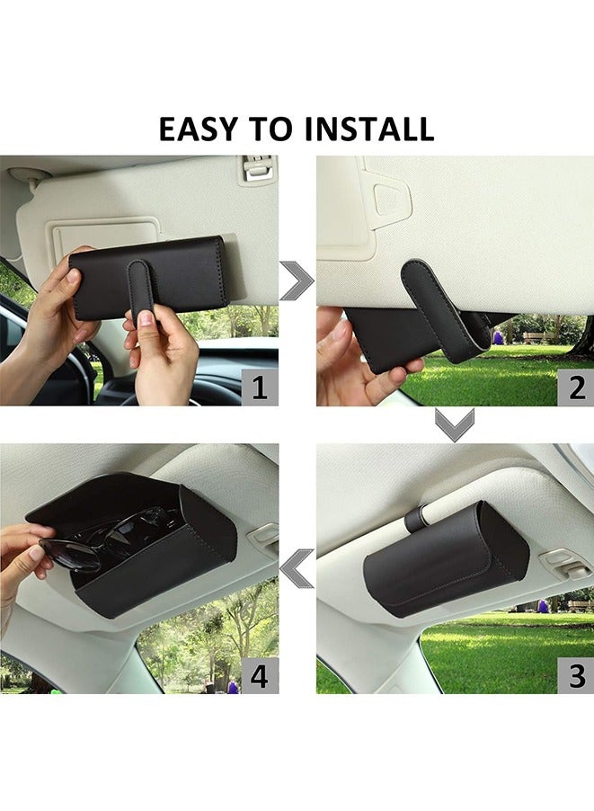 Generic Universal Car Sunglass Case Holder with Hidden Magnetic Closure,Leather Glasses Storage Case for Vehicle Visor Accessories  - Image 4