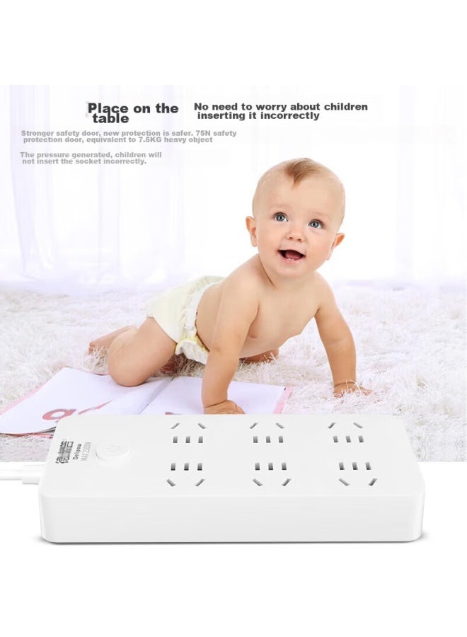 Delipow New National Standard Power Strip, 6 Outlets With Master Switch, Extension Cord, Power Bar, Multi-outlet Adapter With Child Safety Lock - Image 2