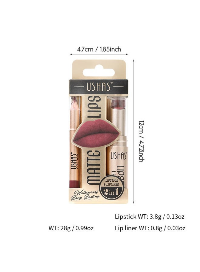Ushas Lip Liner Set With Smudge-proof, Long-lasting, Waterproof Matte Lipstick, 12 Colors - Image 4