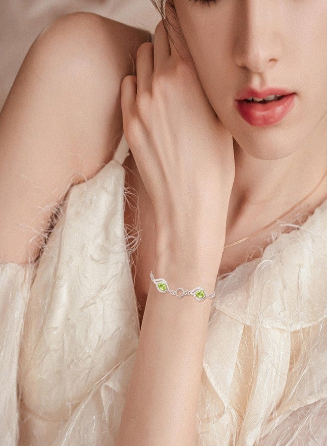 PRAYMOS August Birthstone Bracelets for Women Mom Mother's Grandma Sterling Silver Women's Bracelets Pear Shape Bracelet Peridot Birthstone Jewelry Gifts - Image 3
