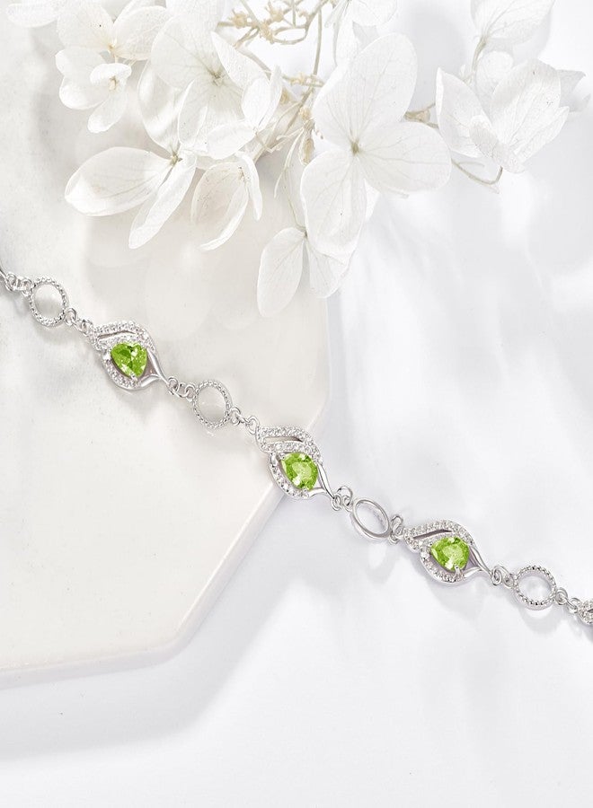 PRAYMOS August Birthstone Bracelets for Women Mom Mother's Grandma Sterling Silver Women's Bracelets Pear Shape Bracelet Peridot Birthstone Jewelry Gifts - Image 2