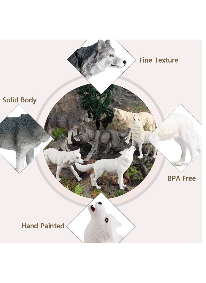 Generic - 8PCS Realistic Wolf Toy Figures Set - Plastic Jungle Forest Wild Animal Figurines for Kids, Boys & Girls - Image 1