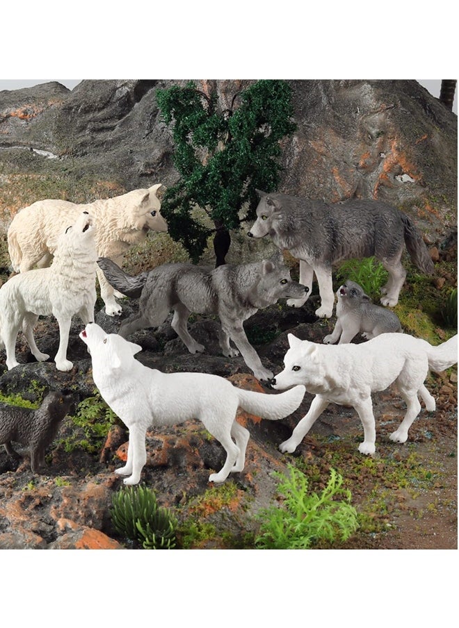Generic - 8PCS Realistic Wolf Toy Figures Set - Plastic Jungle Forest Wild Animal Figurines for Kids, Boys & Girls - Image 1