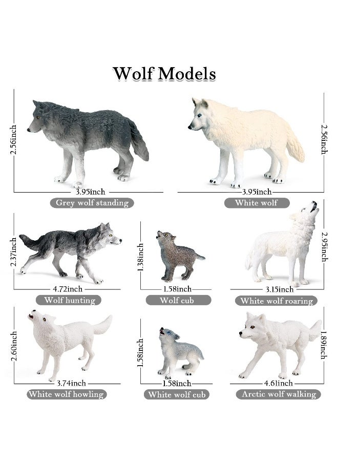 Generic - 8PCS Realistic Wolf Toy Figures Set - Plastic Jungle Forest Wild Animal Figurines for Kids, Boys & Girls - Image 1