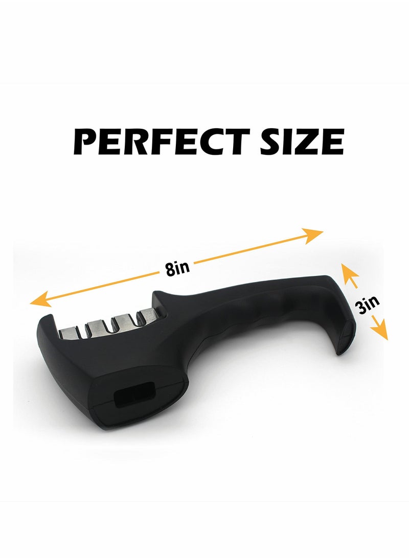Excefore - Knife Sharpener, 3 Stage Kitchen Knife Scissor Sharpener, 3-in-1 Manual Chef Steel Knife Scissor Sharpening Tool - Image 1