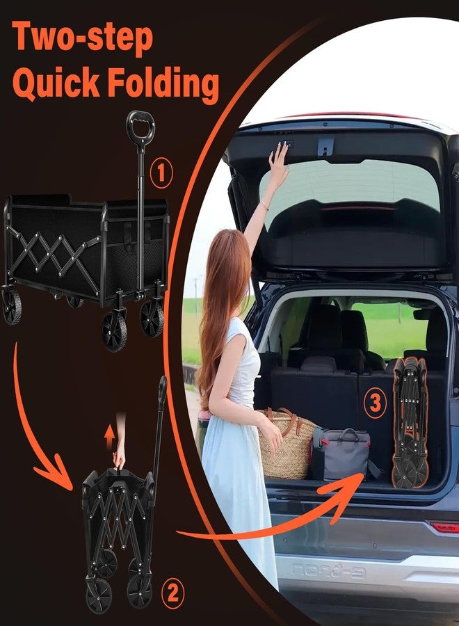 Kovryx Wagons Cart Foldable with Wheels Collapsible: 360LBS Portable Heavy Duty Folding Grocery Wagon Cart for Shopping Camping - All Terrain Rolling Utility Wagon for Groceries Outdoor Sports - Image 5