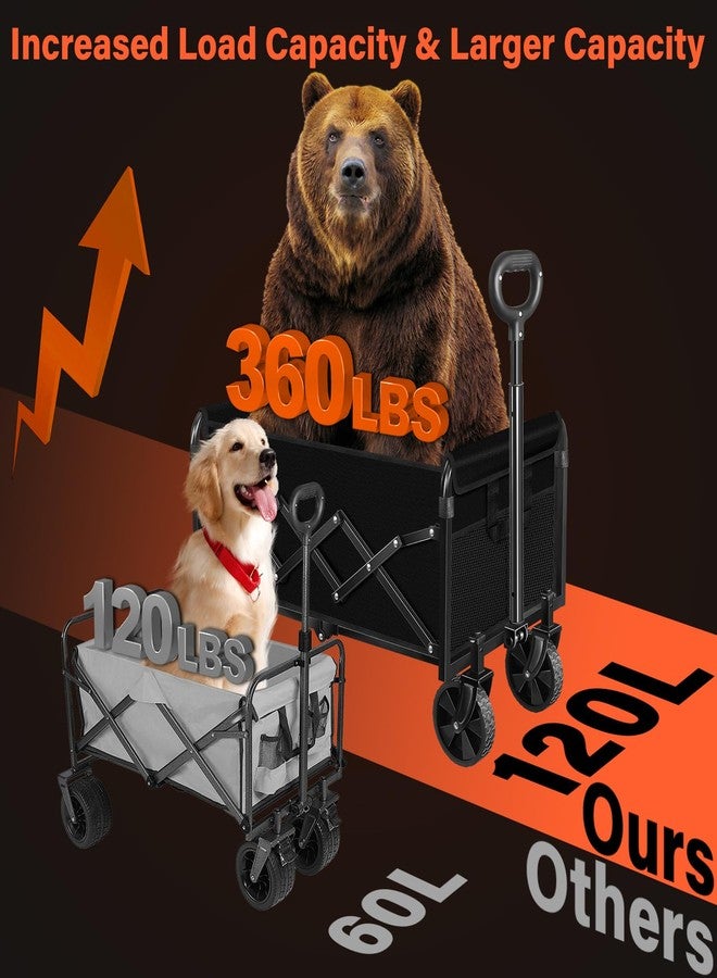 Kovryx Wagons Cart Foldable with Wheels Collapsible: 360LBS Portable Heavy Duty Folding Grocery Wagon Cart for Shopping Camping - All Terrain Rolling Utility Wagon for Groceries Outdoor Sports - Image 4