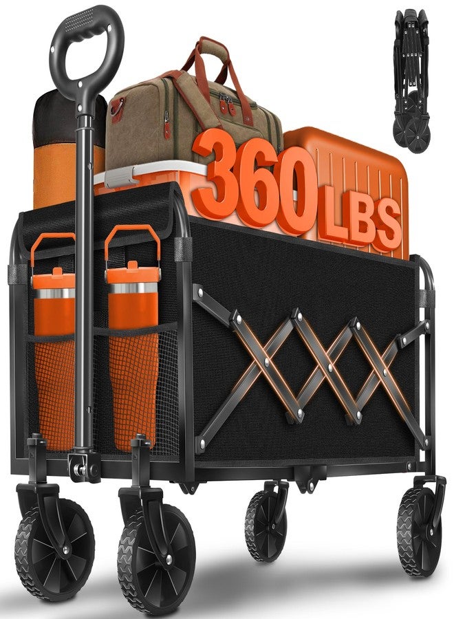 Kovryx Wagons Cart Foldable with Wheels Collapsible: 360LBS Portable Heavy Duty Folding Grocery Wagon Cart for Shopping Camping - All Terrain Rolling Utility Wagon for Groceries Outdoor Sports - Image 1