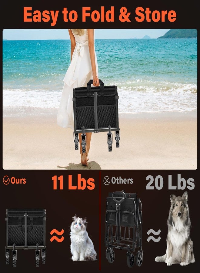 Kovryx Wagons Cart Foldable with Wheels Collapsible: 360LBS Portable Heavy Duty Folding Grocery Wagon Cart for Shopping Camping - All Terrain Rolling Utility Wagon for Groceries Outdoor Sports - Image 3