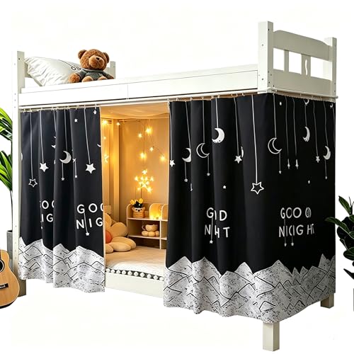 Qubanda 2Pcs Bunk Bed Curtains Privacy Blackout Cloth Students Bed Canopy Dustproof Shading Breathable Polyester - Image 1
