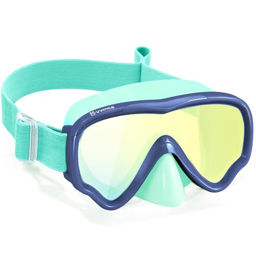 Vvinca Kids Swim Goggles with Nose Cover AntiFogUV Swimming Mask for Boys Girls 315 No Hair Pulling Fabric Strap Wide View Waterproof Children Pool Goggles for Snorkeling Diving Lessons - Image 1