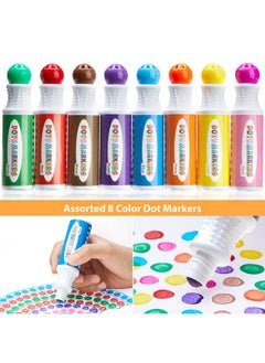 Ohuhu Ohuhu Washable Dot Markers for Toddler 8 Colors Bingo Daubers 40 ml (1.41 oz) with a Blank 30 Pages Kids Activity Book for Kids Children (3 Ages +) Preschool Non-Toxic Water-Based Dot Art Markers  - Image 5