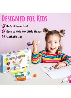 Ohuhu Ohuhu Washable Dot Markers for Toddler 8 Colors Bingo Daubers 40 ml (1.41 oz) with a Blank 30 Pages Kids Activity Book for Kids Children (3 Ages +) Preschool Non-Toxic Water-Based Dot Art Markers  - Image 4