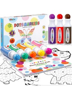 Ohuhu Ohuhu Washable Dot Markers for Toddler 8 Colors Bingo Daubers 40 ml (1.41 oz) with a Blank 30 Pages Kids Activity Book for Kids Children (3 Ages +) Preschool Non-Toxic Water-Based Dot Art Markers  - Image 1