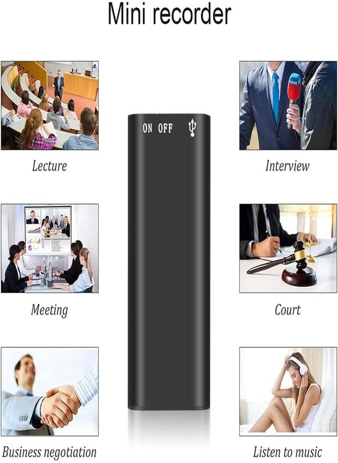 Generic - 16GB Mini Voice Activated Recorder,Digital Audio Recorder,Small Listening Device,Only 0.3 inches thick,for Lectures Meetings, Noise Reduction Rechargeable. - Image 1