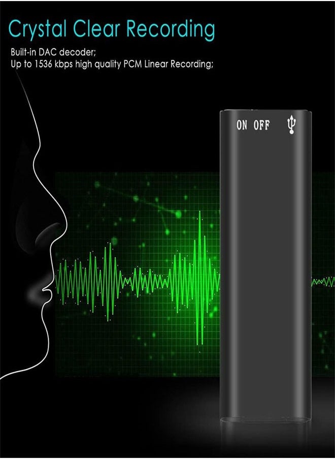 Generic - 16GB Mini Voice Activated Recorder,Digital Audio Recorder,Small Listening Device,Only 0.3 inches thick,for Lectures Meetings, Noise Reduction Rechargeable. - Image 1