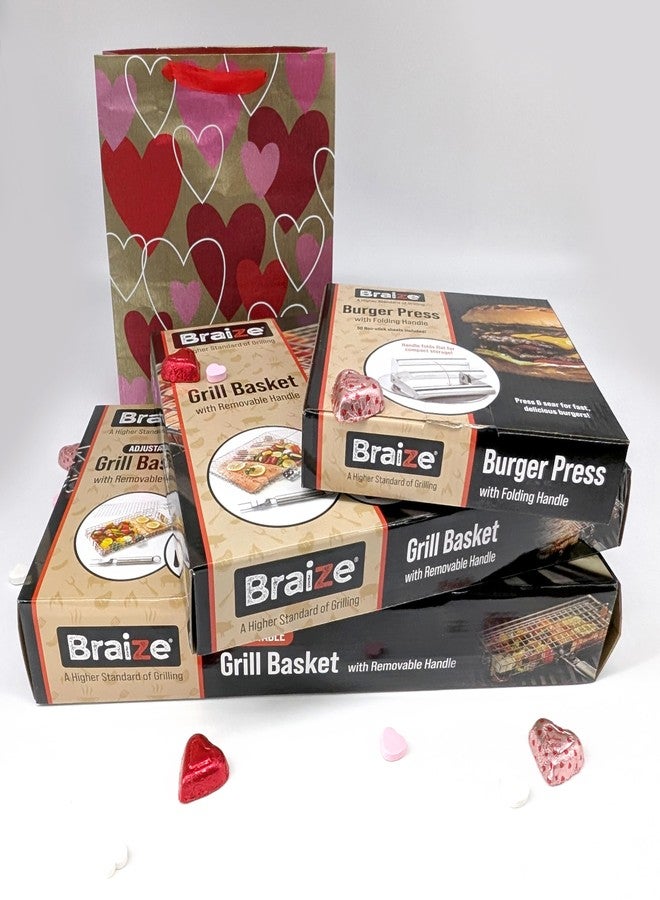 Braize Adjustable Grill Basket with Removable Handle, Silicone Basting Brush, and Steel-fiber Scrub Sponge - 16 x 7.25 x 2.25 Inches - Includes Carry/Storage Bag - Image 3
