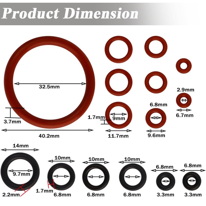 Eyech 15 قطعة مجموعة ختم حلقة O لآلة القهوة من السيليكون قطع غيار استبدال ختم حلقة O مانعة للتسرب لأجزاء آلة الإسبريسو بأحجام مختلفة - Image 2