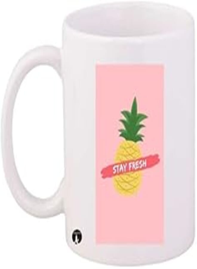 RYN PRINTED Design Stay Fresh Mug White Pink Yellow Standard Size