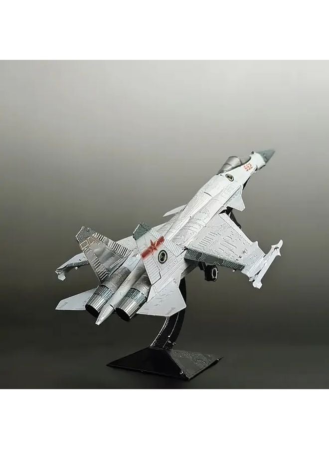 15 Silvery Fighter Airplane 3D Puzzle DIY Assembly Model Creative Toy Gift - Image 5