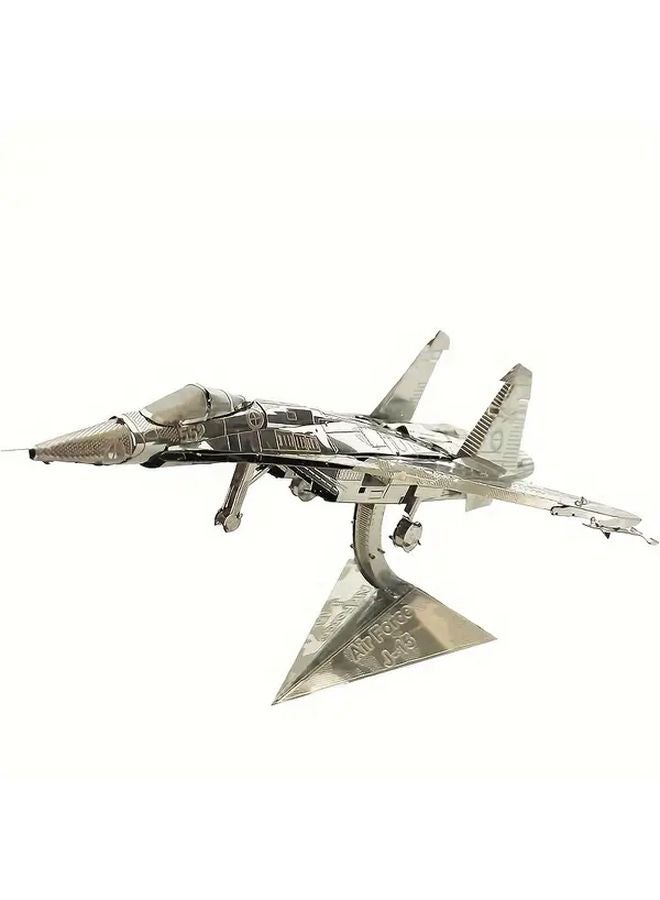 15 Silvery Fighter Airplane 3D Puzzle DIY Assembly Model Creative Toy Gift - Image 4