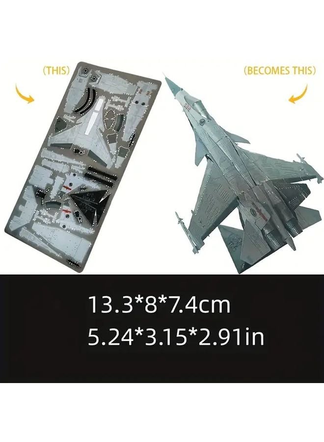 15 Silvery Fighter Airplane 3D Puzzle DIY Assembly Model Creative Toy Gift - Image 3