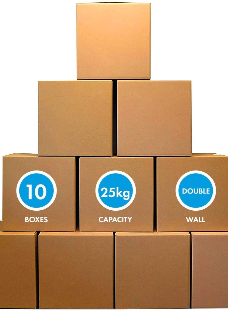 Pack Of 10 Corrugated Moving Boxes Brown - Image 1