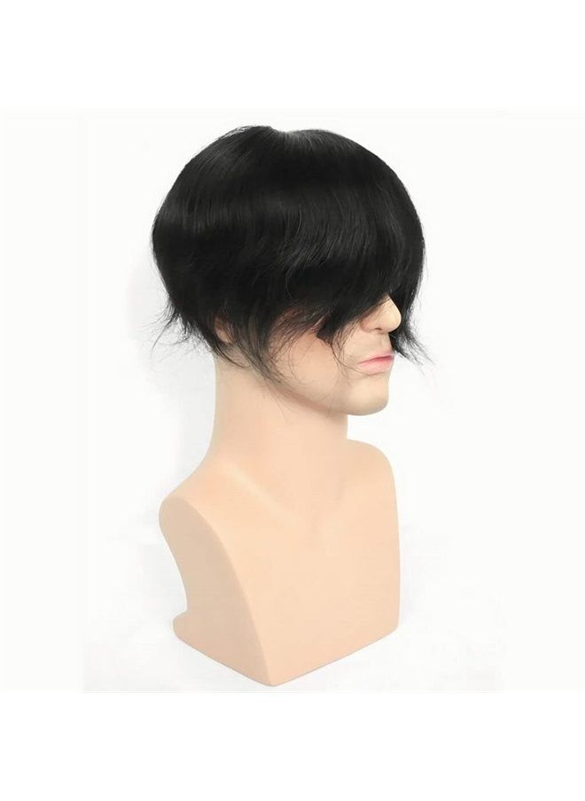 YANAHAIR - Toupee for Men men hair pieces Mens Toupee Human Hair Replacement System mens lace hairpiece 100% European Real Human Hair Men Breathable Fine French Lace Hair System (#1B Off Black, 8x10) - Image 1