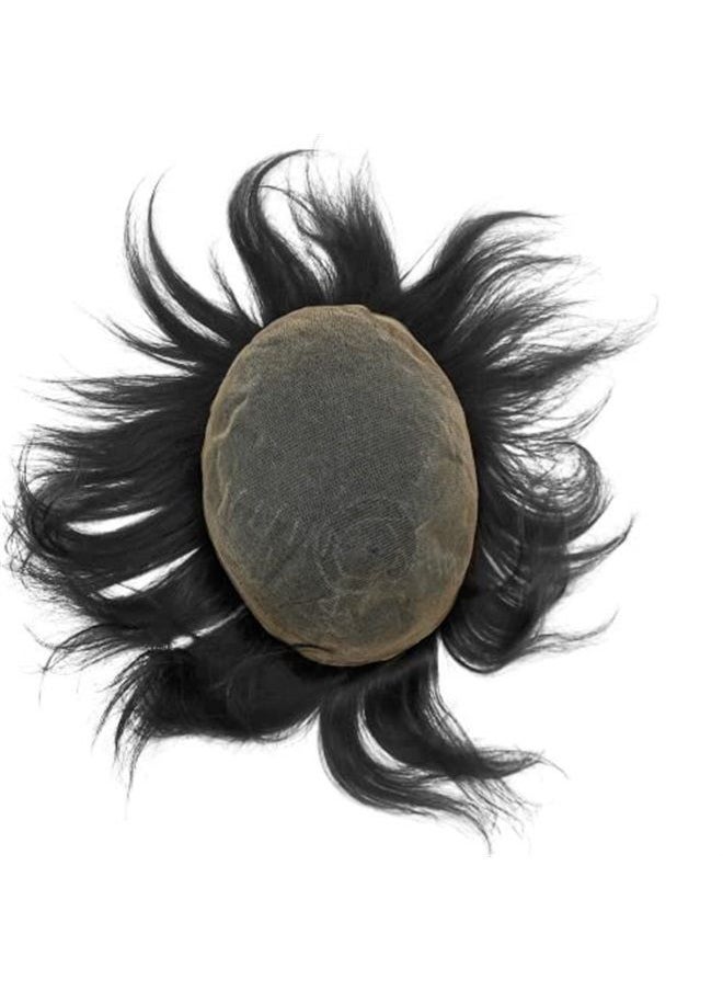 YANAHAIR - Toupee for Men men hair pieces Mens Toupee Human Hair Replacement System mens lace hairpiece 100% European Real Human Hair Men Breathable Fine French Lace Hair System (#1B Off Black, 8x10) - Image 1