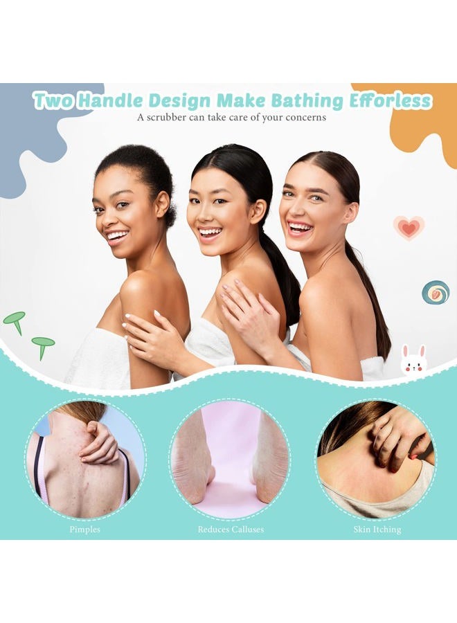 Breling 4 Pack Exfoliating Washcloth Back Scrubber Set, 2 Exfoliating Body Scrubber Nylon Back Body Scrub Towel, 2 Pairs Shower Gloves for Women Men Bath Shower Exfoliation(Gray, Beige, White) - Image 5