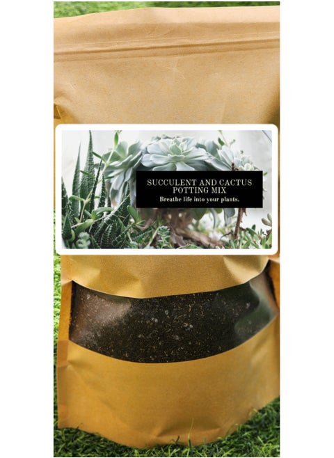 Succulent cacti potting soil mix, contains mix of potting soil, lava stones, coarse sand, perlite, zeolite, rice husk, creating an ideal growing medium for cacti and succulents. 2.2lb