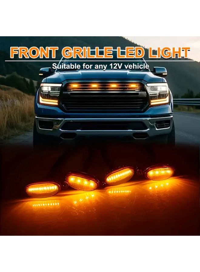 4 in 1 Amber LED Grille Light Black Housing Easy Install For Off Road Truck - Image 1