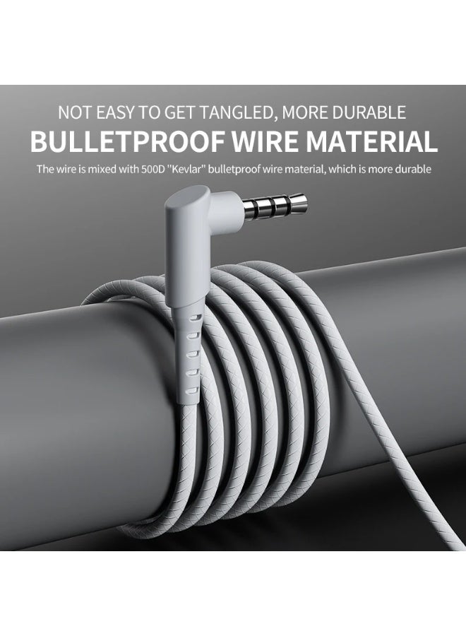 Plextone G27 Wired Gaming Headset 3.5mm Elbow for Easy Use with Type-C Connector Semi-In-Ear with Microphone Cyberpunk Design and Precise Sound Tangle-Free Kevlar Wire Ultra Durable Grey - Image 3