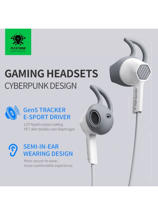 Plextone G27 Wired Gaming Headset 3.5mm Elbow for Easy Use with Type-C Connector Semi-In-Ear with Microphone Cyberpunk Design and Precise Sound Tangle-Free Kevlar Wire Ultra Durable Grey - Image 4