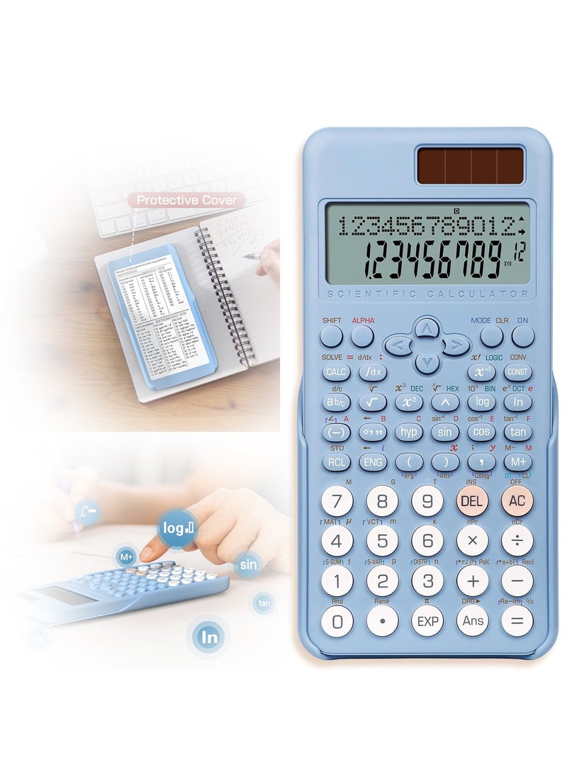 SYOSI Scientific Calculator for Students, Standard Scientific Calculator, 2-Line Math Calculator with Dust Cover, Middle and High School Supplies for Sudents, Portable and Cute School Office Supplies  - Image 1