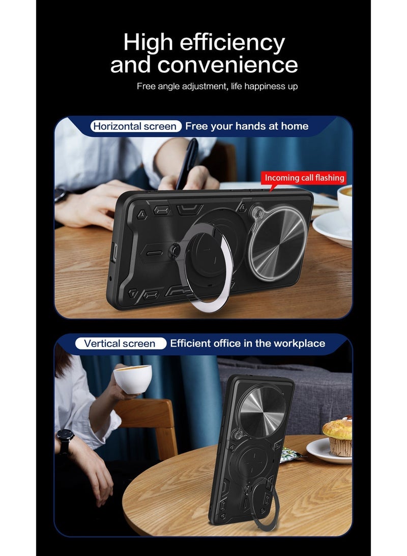 X-level For Honor X9d Case, Cover Slide Camera, Rotating Ring Kickstand , Multifunctional Kickstand, Honor X9d Accessories Heavy Duty Shockproof Protection Phone Covers -Red - Image 2