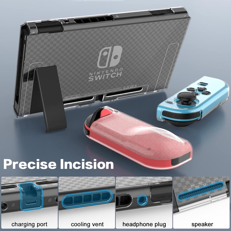 HEYSTOP Switch Case and Switch Screen Protector Compatible with Nintendo Switch, Dockable Soft TPU Switch Protective Case Cover with Switch accessories, 6 Thumb Grip Caps for Nintendo Switch Console - Image 3