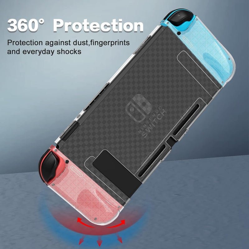 HEYSTOP Switch Case and Switch Screen Protector Compatible with Nintendo Switch, Dockable Soft TPU Switch Protective Case Cover with Switch accessories, 6 Thumb Grip Caps for Nintendo Switch Console - Image 5