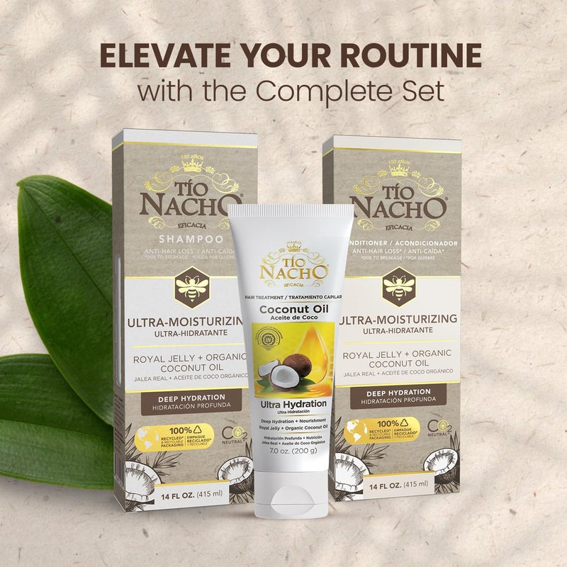 Tio Nacho Ultra-Moisturizing Frizz Control Hair Treatment with Organic Coconut Oil and Royal Jelly, Deep Hydration and Nourishment for Dry or Damaged Hair, Coconut Oil Treatment for Women, 7 oz-3 pack - Image 5