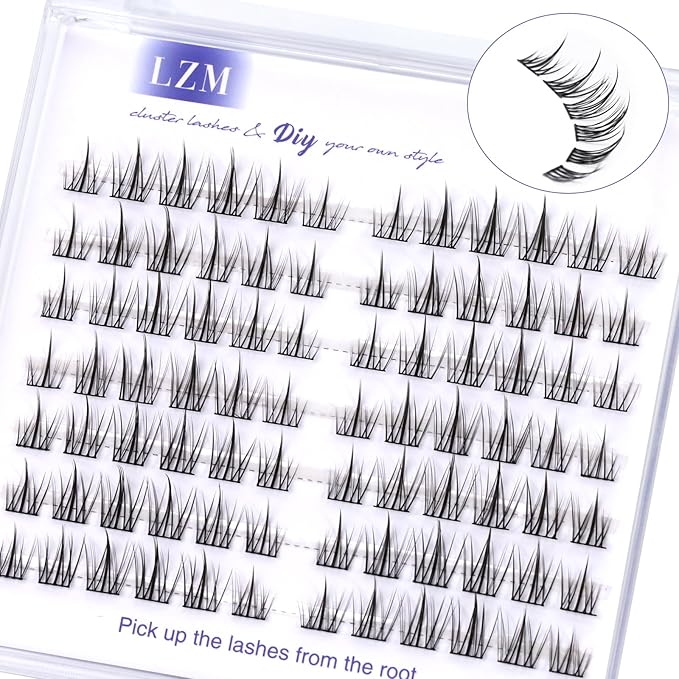 LZM Lashes Natural Look 84 Pcs Individual Lashes C Curl 814mm Diy Lashes False Eyelashes Soft And Thin Band Wispy Cluster Lashes Cat Eye Lashes Long Lasting False Lashes Moon10mm - Image 1