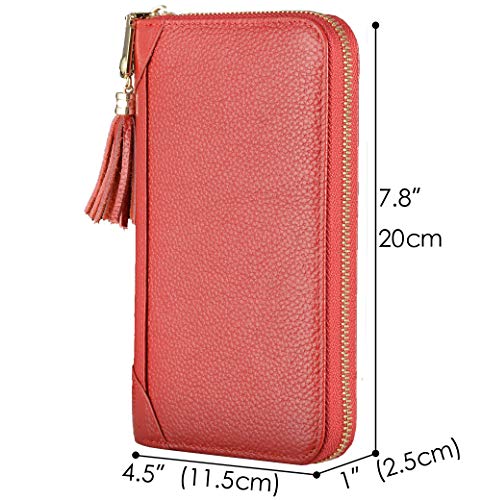 Easyoulife Credit Card Holder Wallet Womens Zipper Leather Case Purse RFID Blocking (Red) - Image 5