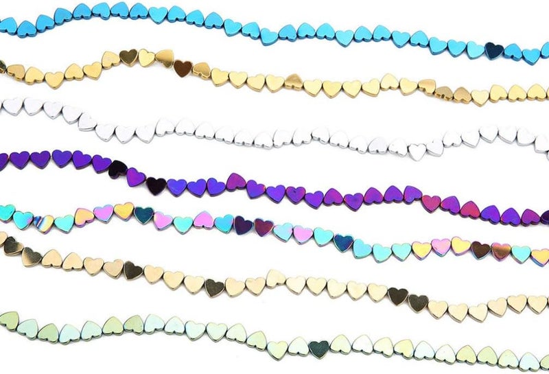 comfrt 50 Pcs Stone Heart Loose Beads Semi Gemstone Metallic Spacer Beads for Jewelry Making DIY Necklace Bracelet Making (Colorful) - Image 5