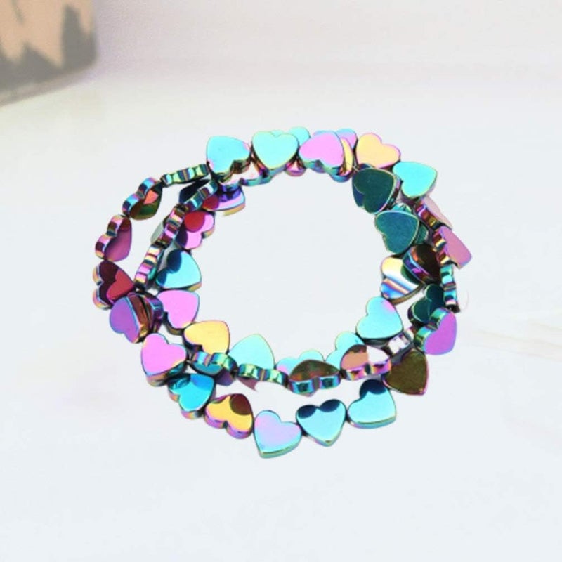 comfrt 50 Pcs Stone Heart Loose Beads Semi Gemstone Metallic Spacer Beads for Jewelry Making DIY Necklace Bracelet Making (Colorful) - Image 4