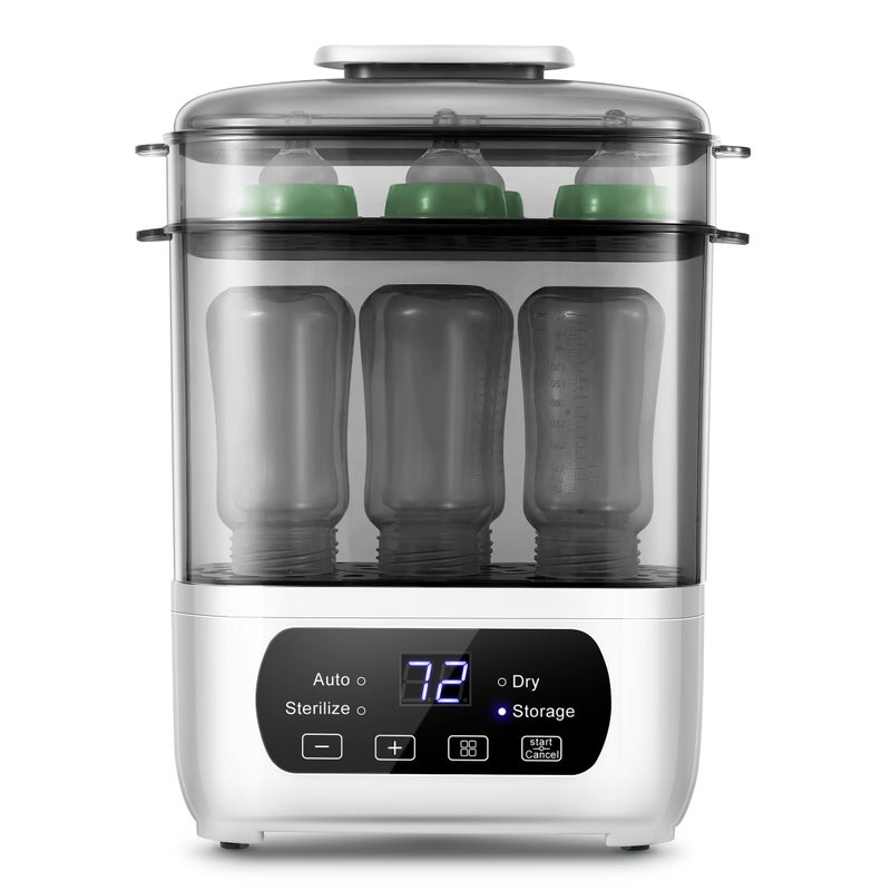 AMZBABYCHEF Baby Bottle Steamer and Dryer, Electric Steamer and Dryer for Baby Bottles, 4-in-1 Bottle Steamer and Dryer, Universal Fit for All Bottles, LED Touch Screen, Auto Shut-Off - Image 1