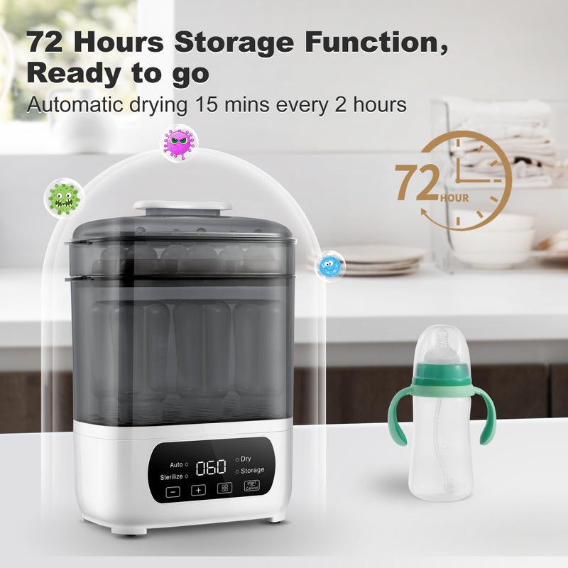 AMZBABYCHEF Baby Bottle Steamer and Dryer, Electric Steamer and Dryer for Baby Bottles, 4-in-1 Bottle Steamer and Dryer, Universal Fit for All Bottles, LED Touch Screen, Auto Shut-Off - Image 2