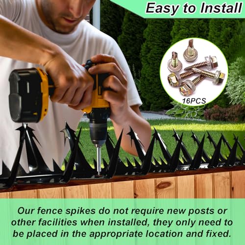 TIQUKDELY Heavy Duty Metal Fence Spikes-Anti Climb Security Spikes for Fence and Wall-Intruder and Animal Deterrent（Size74 inches） - Image 5