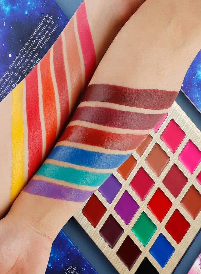 MagicHuda Lip Makeup Palette, #Delci Long Lasting Wear Lip Care Moisturizing Lipstick Set,Pigmented Festival Halloween Body Face Paint 25 Colors, Makeup For Girl/Women/Kids-All Skin - Image 2