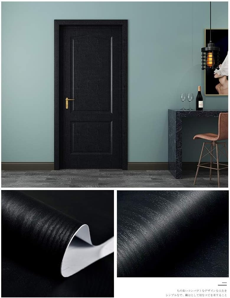 tiltil Black Wallpaper - Peel and Stick Wallpaper Wood – Black Wood Self-Adhesive & Removable Wall Paper for Countertop Furniture Kitchen Wall, Countertop Contact Paper, Easy to Clean, 17.7” ×393” Vinyl - Image 3